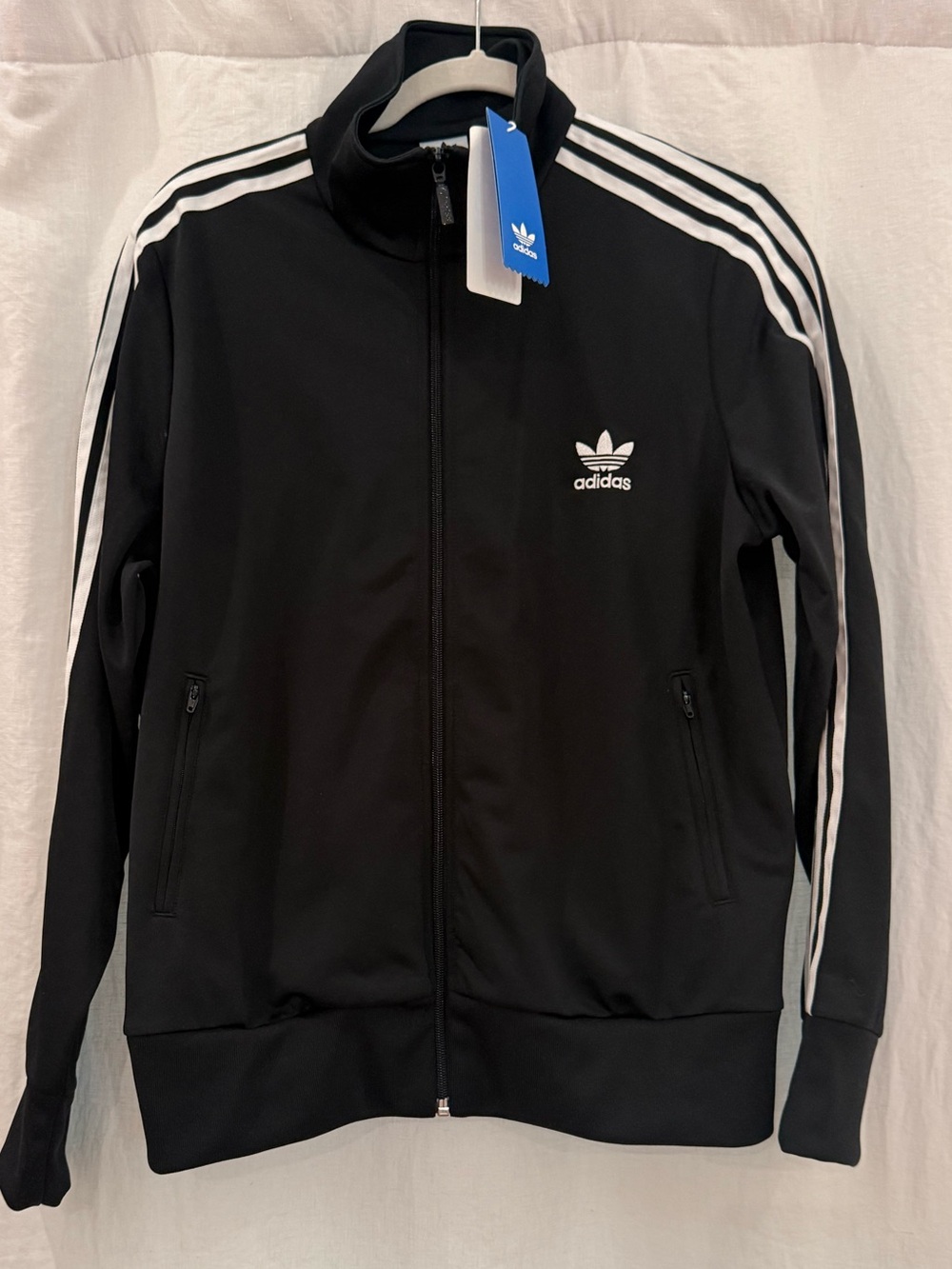 NWT Adidas Women’s Black Classic Track Jacket with White 3-Stripes
